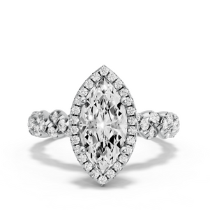 Image for Marquise Pave Halo Ring with Twist Pave band