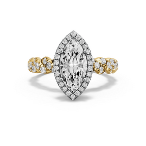 Image for Marquise Pave Halo Ring with Twist Pave band