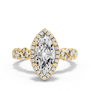 Image for Marquise Pave Halo Ring with Twist Pave band