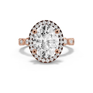 Image for Oval Pave Halo Ring with Alternating Marquise band