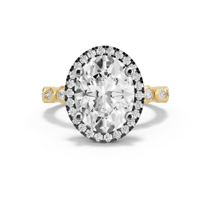 Image for Oval Pave Halo Ring with Alternating Marquise band