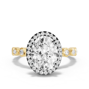 Image for Oval Pave Halo Ring with Alternating Marquise band