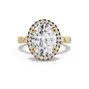 Image for Oval Pave Halo Ring with Alternating Marquise band