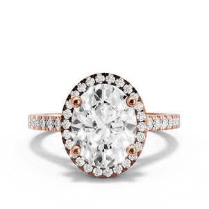 Image for Oval Pave Halo Ring with Cathedral Pave band