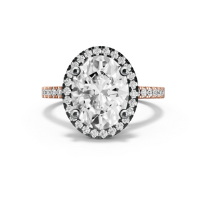 Image for Oval Pave Halo Ring with Cathedral Pave band