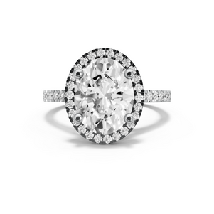 Image for Oval Pave Halo Ring with Cathedral Pave band