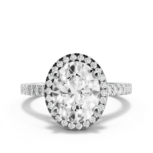 Image for Oval Pave Halo Ring with Cathedral Pave band