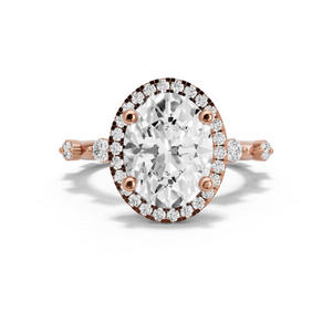 Image for Oval Pave Halo Ring with Floating Station band