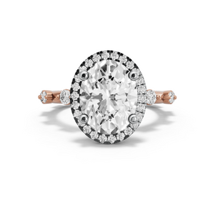 Image for Oval Pave Halo Ring with Floating Station band