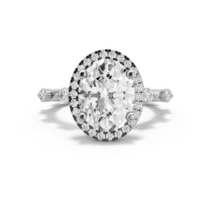 Image for Oval Pave Halo Ring with Floating Station band