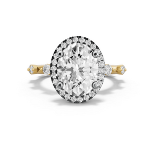 Image for Oval Pave Halo Ring with Floating Station band