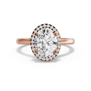 Image for Oval Pave Halo Ring with Knife Edge Cathedral band