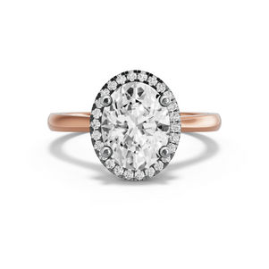 Image for Oval Pave Halo Ring with Knife Edge Cathedral band