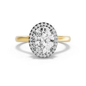 Image for Oval Pave Halo Ring with Knife Edge Cathedral band
