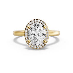Image for Oval Pave Halo Ring with Knife Edge Cathedral band