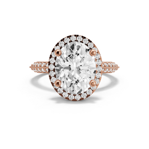 Image for Oval Pave Halo Ring with Knife Edge Pave band