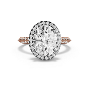Image for Oval Pave Halo Ring with Knife Edge Pave band
