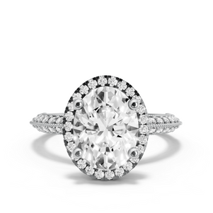 Image for Oval Pave Halo Ring with Knife Edge Pave band