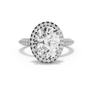 Image for Oval Pave Halo Ring with Knife Edge Pave band