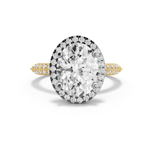 Image for Oval Pave Halo Ring with Knife Edge Pave band