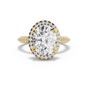 Image for Oval Pave Halo Ring with Knife Edge Pave band