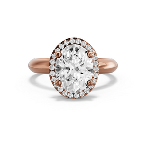 Image for Oval Pave Halo Ring with Knife Edge Solitaire band