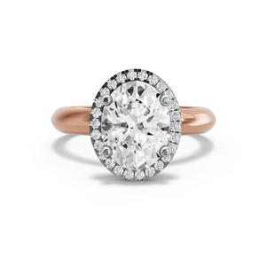 Image for Oval Pave Halo Ring with Knife Edge Solitaire band