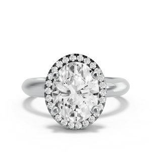 Image for Oval Pave Halo Ring with Knife Edge Solitaire band