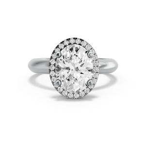 Image for Oval Pave Halo Ring with Knife Edge Solitaire band