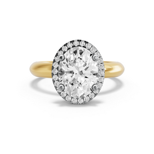 Image for Oval Pave Halo Ring with Knife Edge Solitaire band