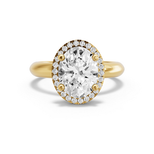 Image for Oval Pave Halo Ring with Knife Edge Solitaire band