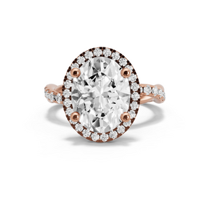 Image for Oval Pave Halo Ring with Rope Pave band