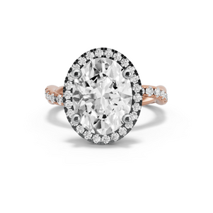 Image for Oval Pave Halo Ring with Rope Pave band