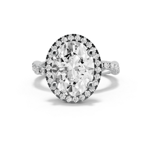 Image for Oval Pave Halo Ring with Rope Pave band