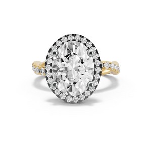 Image for Oval Pave Halo Ring with Rope Pave band