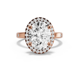 Image for Oval Pave Halo Ring with Sleek Accent band