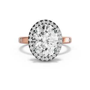 Image for Oval Pave Halo Ring with Sleek Accent band