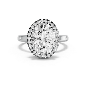 Image for Oval Pave Halo Ring with Sleek Accent band