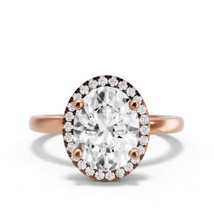 Image for Oval Pave Halo Ring with Solitaire band