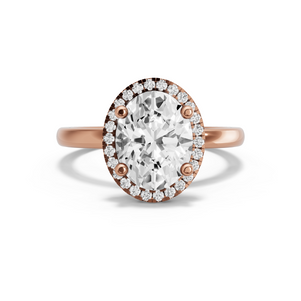 Image for Oval Pave Halo Ring with Solitaire band