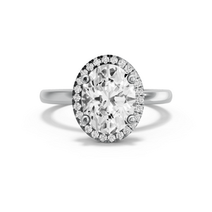 Image for Oval Pave Halo Ring with Solitaire band