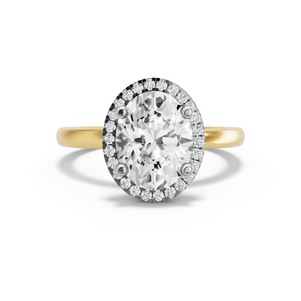 Image for Oval Pave Halo Ring with Solitaire band