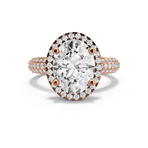 Image for Oval Pave Halo Ring with Triple Row Pave band