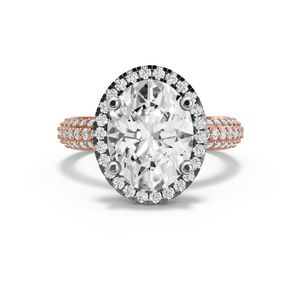 Image for Oval Pave Halo Ring with Triple Row Pave band