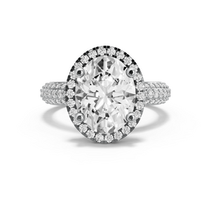 Image for Oval Pave Halo Ring with Triple Row Pave band