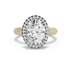 Image for Oval Pave Halo Ring with Triple Row Pave band
