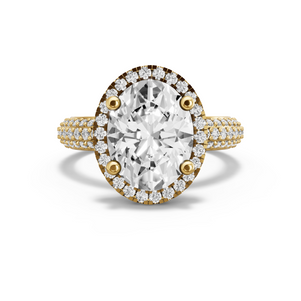 Image for Oval Pave Halo Ring with Triple Row Pave band