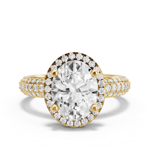 Image for Oval Pave Halo Ring with Triple Row Pave band