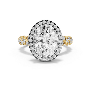 Image for Oval Pave Halo Ring with Twist Pave band