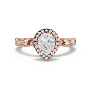 Image for Pear Pave Halo Ring with Alternating Marquise band
